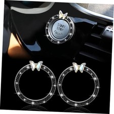 Bling Car Engine Start Button Cover Butterfly 2pcs Diamond Interior Mix Black