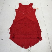 IWEMEK Dress Womens L Red Fringe Tank 20s Flapper Short Party Gatsby Costume