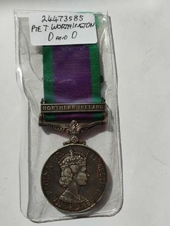 CAMPAIGN GENERAL SERVICE MEDAL NORTHERN IRELAND 24473583 Pte T Worthington D&D