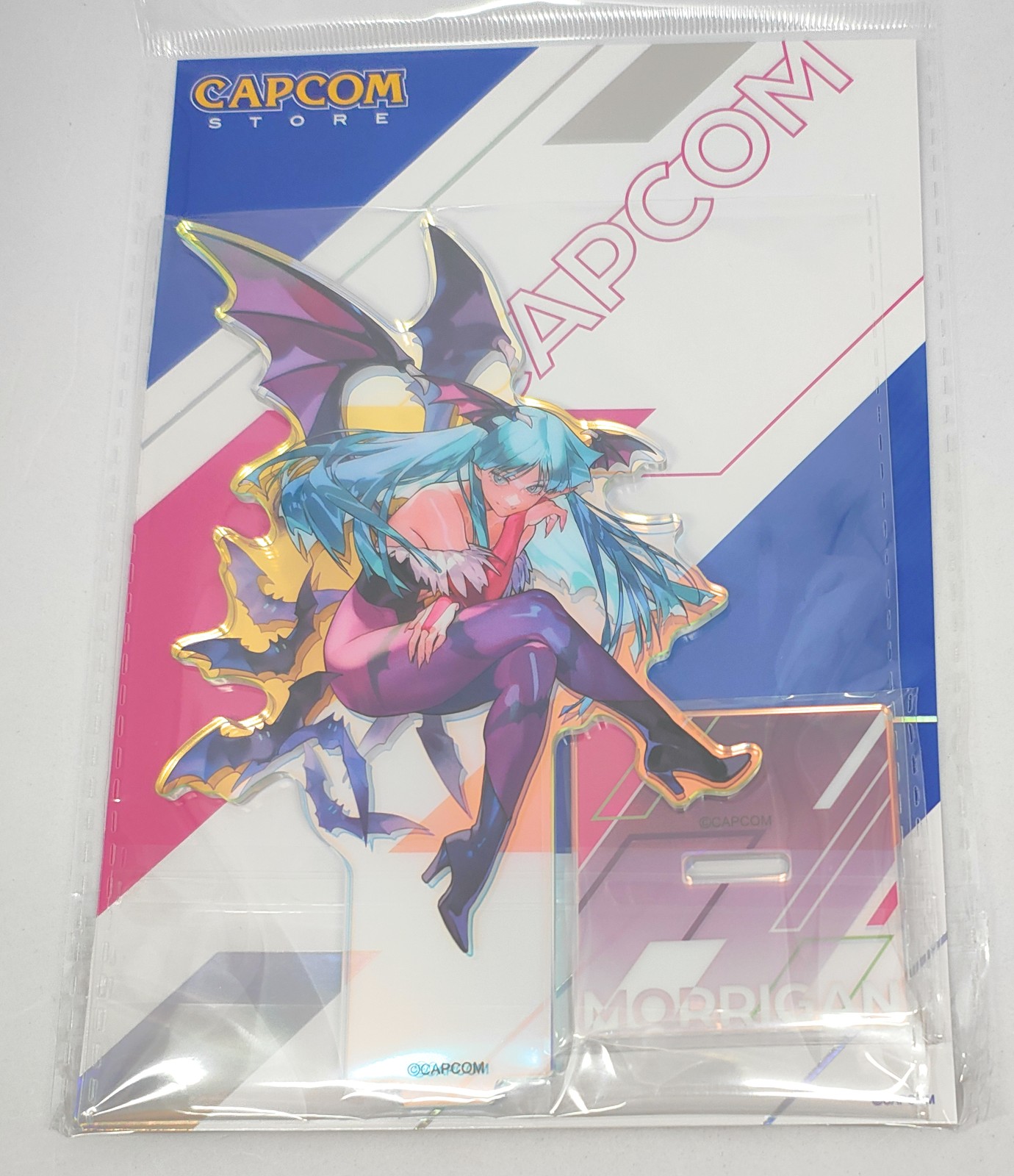 Darkstalkers Morrigan Aensland Soporte de Acrílico Holográfico TODAS LAS Obras de Arte Capcom