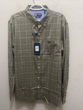Chaps Men's XL Latte Brown Plaid Dress Shirt Classic Fit Stretch NWT