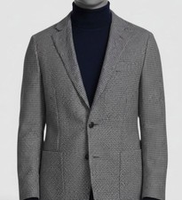 Tommy Hilfiger Men's Gray Wool Blend Houndstooth Sport Coat Jacket Size 44S
