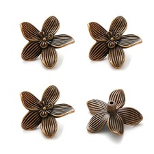 Flower Cabinet Knobs, Antique Brass, 4 Pack, Zinc Alloy Decorative Hardware f...