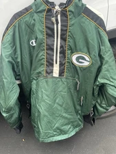 Green Bay Packers Jacket Adult Medium Green Gray Anorak Coat NFL Football
