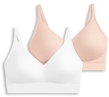 Jockey Seamfree Light Lift Bralette Set of 2 White/Coral S New