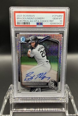Braden Montgomery 2025 Bowman Chrome Auto HTA Choice Refractor /150 CPABM PSA 10