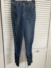 Aubrion Women's Equestrian Breeches Denim Jean Silicone Kneee US SZ 4