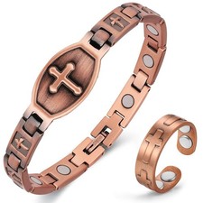 Pulsera Magnetica De Cobre Puro V i Diseno De Cruz Y Herramienta De Lujo