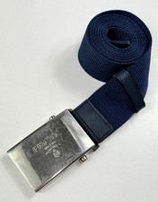 Prada Logo Adjustable Men Navy Blue Web Belt Size 95/38