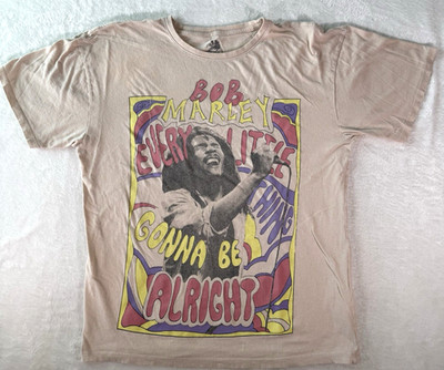 Bob Marley Zion Every Little Thing Gonna Be Alright Beige T-Shirt L/XL Cotton