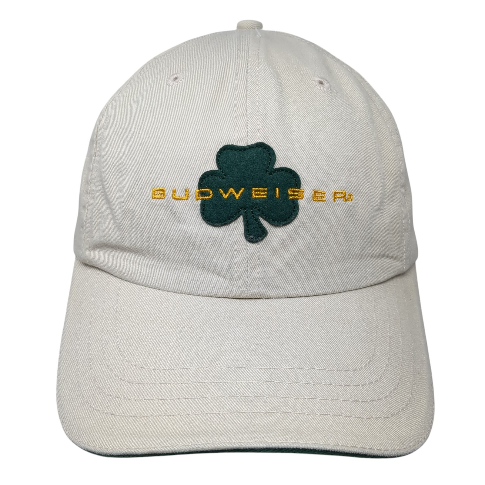 Budweiser Clover Slideback Baseball Hat Beige One… - image 1