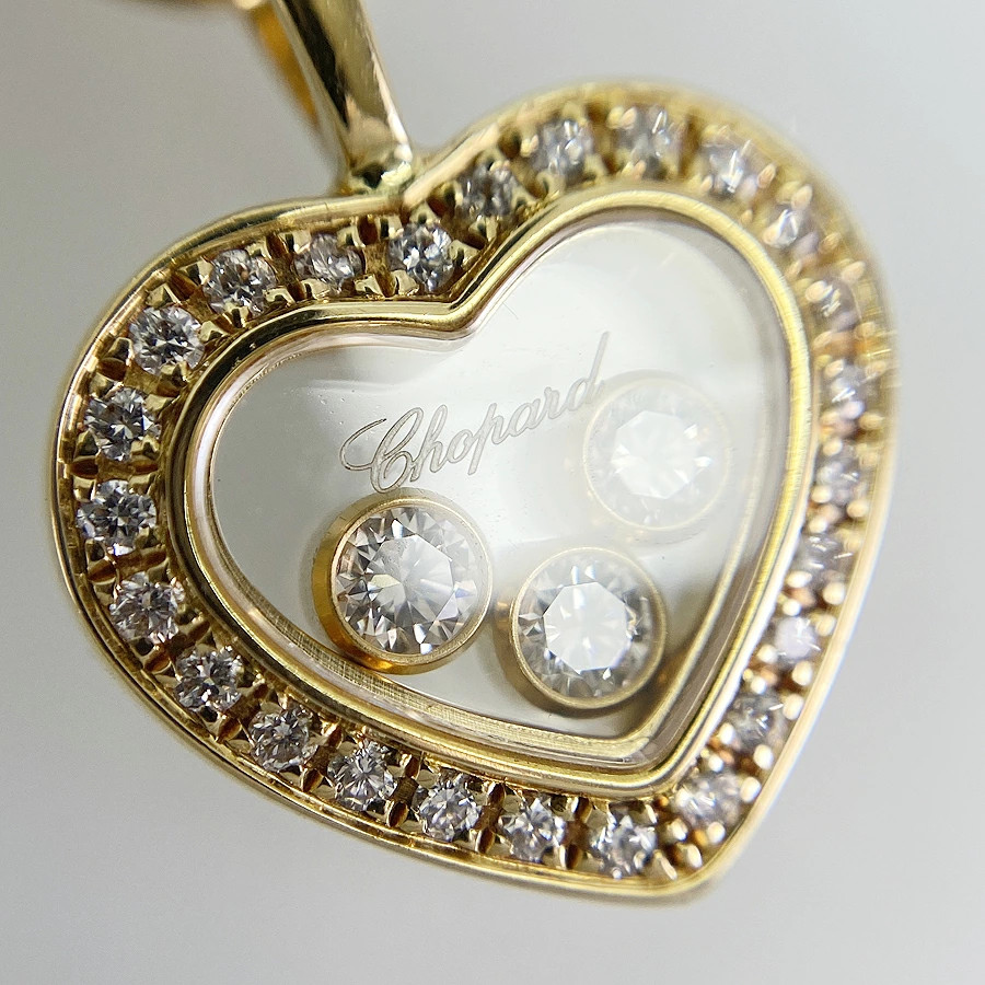 AUTH CHOPARD HAPPY DIAMONDS K18YG DIAMOND NECKLACE YELLOW GOLD WOMEN'S F/S