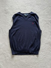 Polo Ralph Lauren Sweater Vest Men  s XL Navy Blue V-Neck Pima Cotton Knit