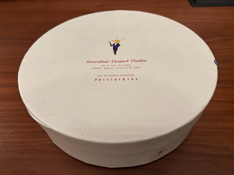 RARO Retirado 4x Platos de Postre de Reno 8.5" Borde Plateado con Caja Original Foto 2 de 4