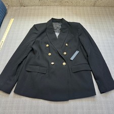New Military Chic Womens Blazer XL Black Old Money Quiet Luxury Tahari 