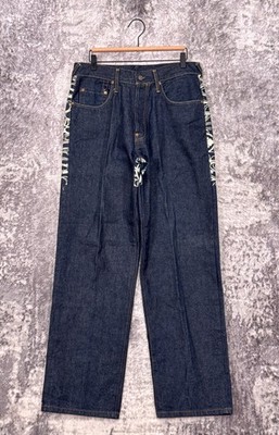 Vintage Evisu Jeans 32 x 33 Mens Painted Logo Indigo Japanese