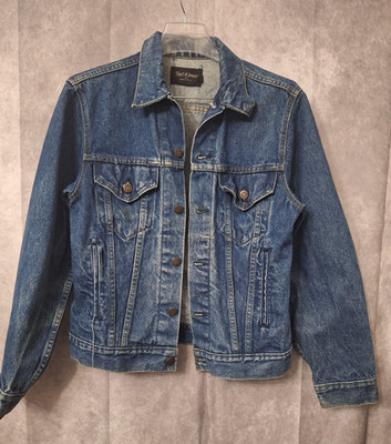 Vintage 90s Mens Denim Trucker Jacket Sz M Fits Small Cowboy Western Made In USA