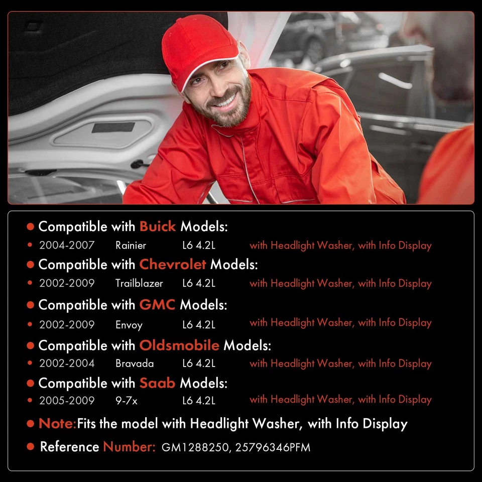 Depósito de lavadora de parabrisas con tapa, sensor y bomba para Chevy Trailblazer GMC Envoy Foto 2 de 4