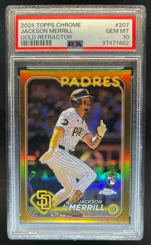 2024 Topps Chrome Jackson Merrill RC Gold Refractor Rookie #37/50 Padres PSA 10