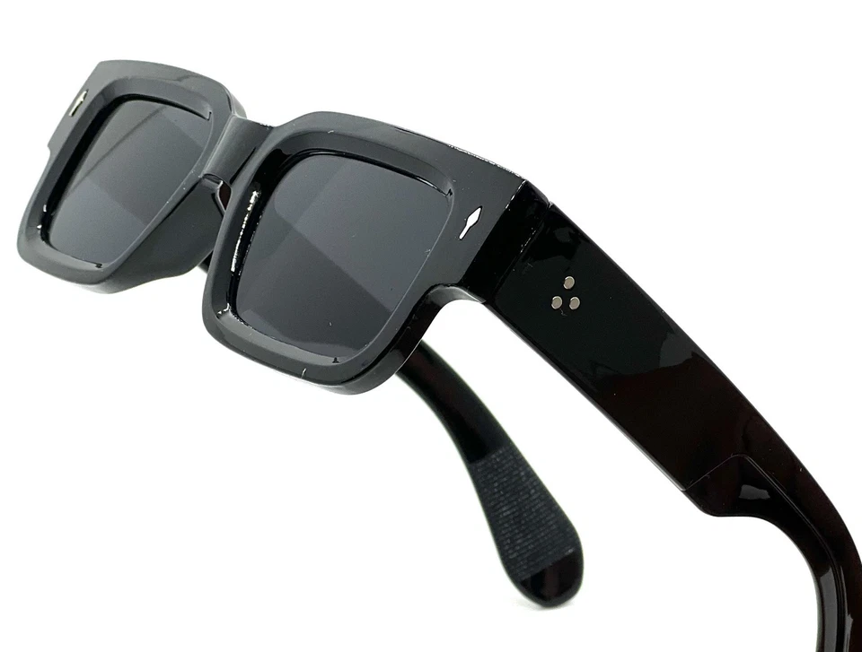 Мужские солнцезащитные очки квадратные ретро модные темно-черные линзы абажуры дизайнерская модель хип-хоп - Изображение 2 из 4