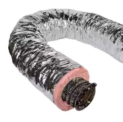 Master Flow 4 in x 25 ft. Insulated Flexible Duct R6 Silver Jacket Free Shipping