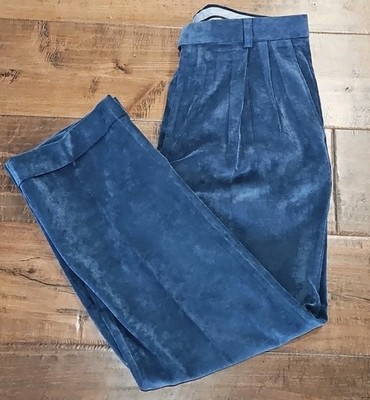 Ballin Dress Pants Mens Comfort-EZE Trousers Cuffed Pleated Sz 36 Blue Corduroy 