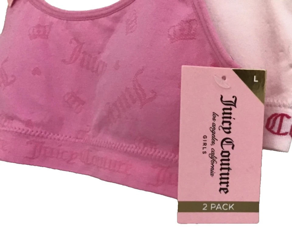 Paquete de 2 sujetadores extraíbles Juicy Couture para niñas grandes rosa (luz/oscuro) Foto 4 de 4