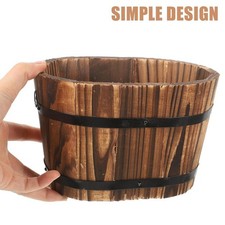 Fioriera a botte di legno ovale con foro di drenaggio per arredamento del