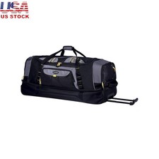 36in Jumbo Drop-Bottom Rolling Duffel Telescopic Handle Side Pockets Travel Bag