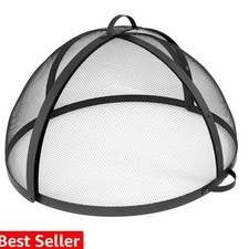 Sunnydaze Round Fire Pit Spark Screen Cover - Easy-Opening Outdoor Fire Pit S...