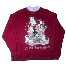 Basic Edition Women's Vintage 90's Maroon Cat 2x Cozy Turtleneck Sweatshirt