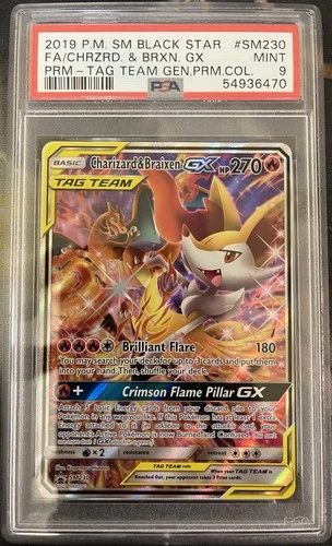 Pokemon Charizard & Braixen GX SM230 Sm Holo Tag Team Generations Promo PSA 9