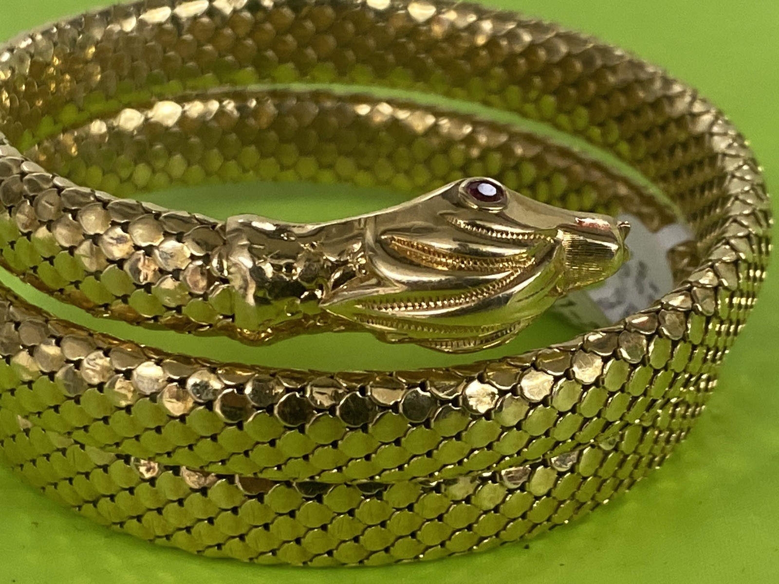 Italy Solid 18K Gold Custom Dragon 🐉 Ruby Eyes F… - image 5