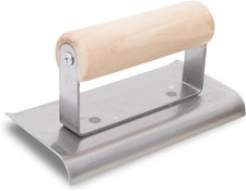 Curved Concrete Edger 6X2-3/4 Carbon Steel 3/8 Radius 1/2 Lip Wood Handle Tool