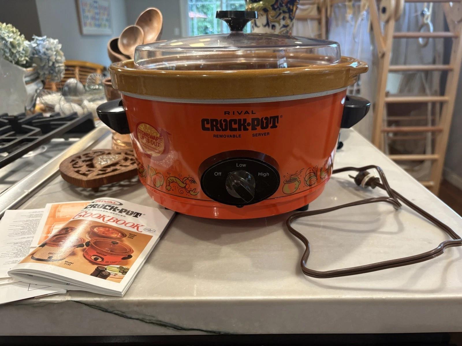 Vintage Orange Rival 5 Qt Crock Pot Slow Cooker Model 3350 Retro 1970’s Works