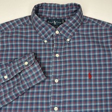 Vintage Polo Ralph Lauren Oxford Shirt Men  s Large Blue Multi Plaid Classic Fit