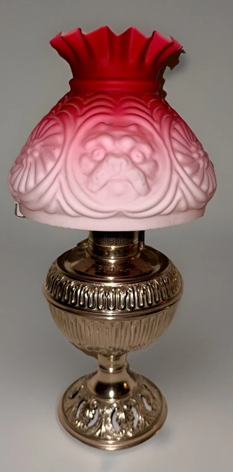 Bradley Hubbard Little B&H Kerosene Lamp No. 0 w/ Burner, Flame Spreader, Shade - Image 2 of 4