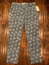 Michael Michael Kors Black & Blue Floral Print Cropped Dress Pants,  Size 2