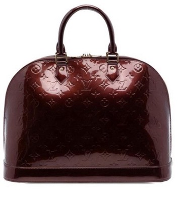 Louis Vuitton Alma GM Vernis Amarante Patent Leather Handbag MI1142 COA AUTH.
