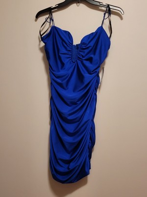 EPC Women's Spaghetti Strap Party Dress ROYAL BLUE Size 15/16 NWT Bunched  W0W !