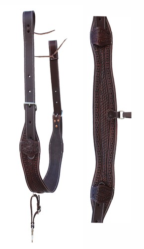 Superbe Sangle Arrière En Cuir Pour Cheval Miniature, Style Western Avec Décor Floral Et Poches Intégrées