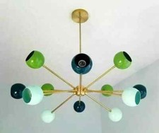 Colorful Italian Ceiling Chandelier Deco Mid Century Brass Chandelier light Lamp