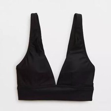 Aerie Plunge Longline Triangle Bikini Top in Black Size M NWT