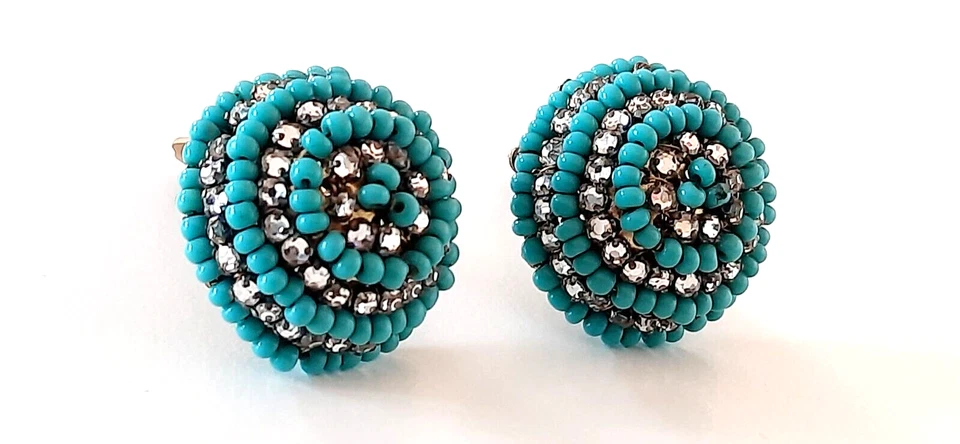 MIRIAM HUSKELL ° DESIGN OHRRINGE ° Vintage ° OHRCLIPSE ° Strass / Blaue Steine ° - Bild 2 von 4