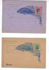 Two Early Brazil Unused Postal Stationery, Lettercards, Postal Card with Reply
