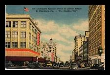 DR JIM STAMPS US ST PETERSBURG FLORIDA CENTRAL AVENUE VIEW LINEN POSTCARD