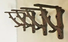 4 TREE BRANCH ANTLER WALL SHELF BRACKET BRACE Antique Rustic Brown cast iron 5.5