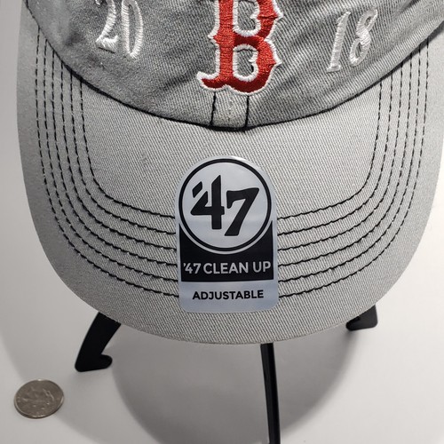 MLB Boston Red Sox 2018 World Series 47 Brand Adjustable Gray Black Mesh Hat NWT - Picture 10 of 13