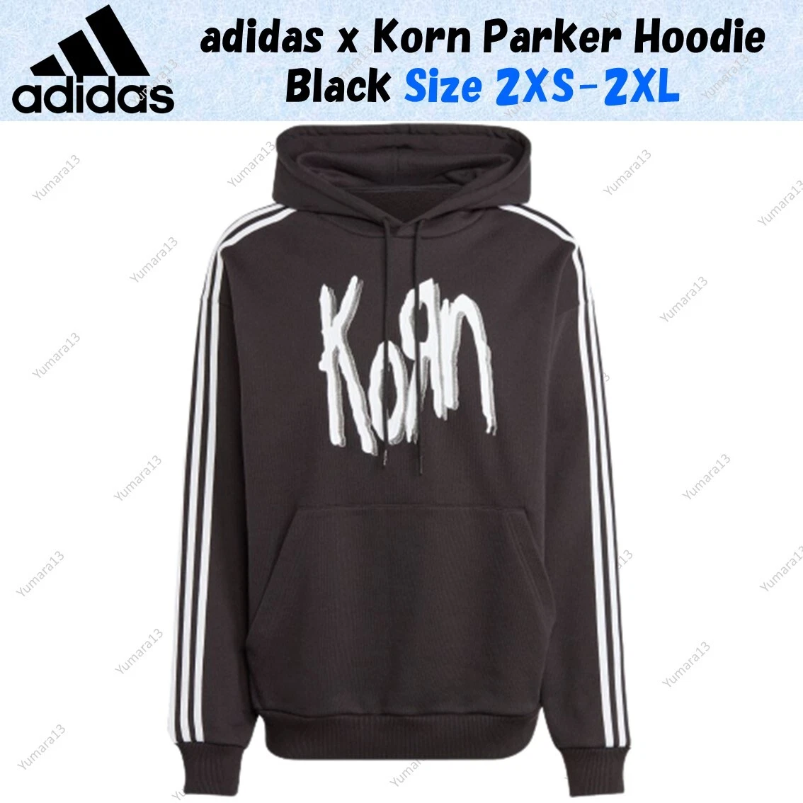 adidas Originals x Korn Parker Hoodie Black IN9102 Size 2XS-2XL Brand New