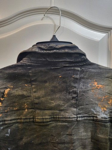 Jordan Craig Legacy Edition Black Denim Jacket Large - Paint Splatter Style - Picture 12 of 14